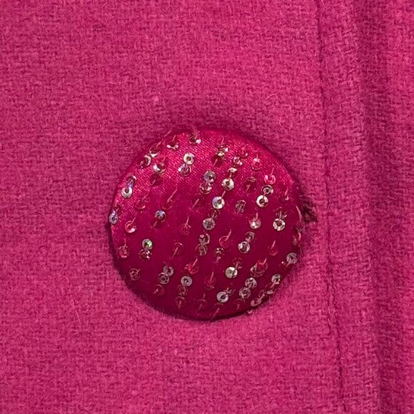 Ulla Popken Coat Wool Relaxed Minimalist Preppy 90s Statement Magenta Size 20/22 - Picture 5 of 9